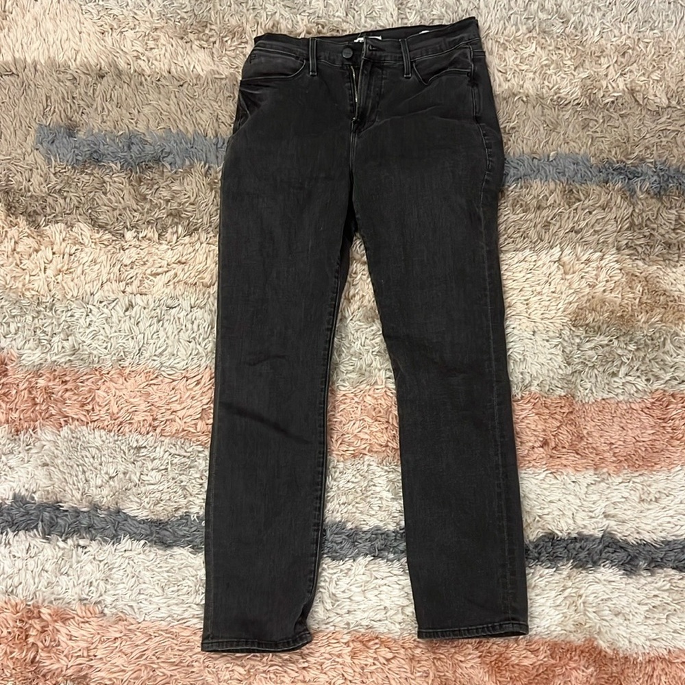 Frame Denim Worn Black Straight Leg Jeans